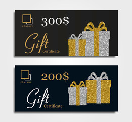 Wall Mural - Gift certificate for premium segment with gold and silver gift boxes and dollar discount