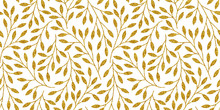 Elegant Floral Seamless Pattern With Golden Tree Branches. Vector Illustration.