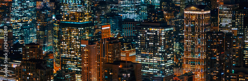 Fotomural Chicago cityscape skyscrapers at night aerial view