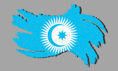 Wall Mural - The flag of the Turkic Council, grunge, flag of the Turkic Council with a shadow on isolated background, vector illustration