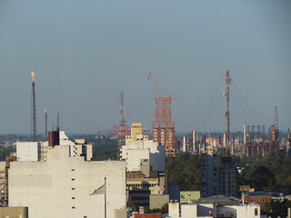 Partial view of La Plata, Argentina, in the background can be seen its industrial park.