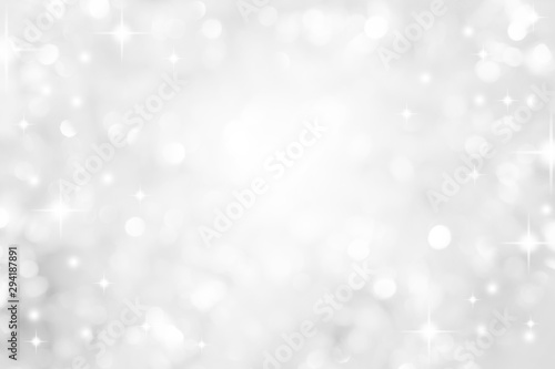 Fotomural abstract blur white and silver color background with star glittering light for