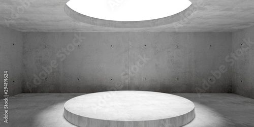 Dekoracja na wymiar  streszczenie-pusty-nowoczesny-pokoj-betonowy-z-oswietleniem-z-okraglego-okna-w-suficie