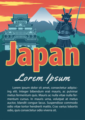 Japan landmark brochure in typography vintage color design,advertising artwork