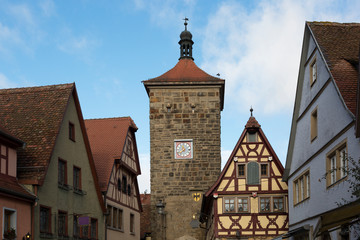 Wall Mural - Beautiful streets in Rothenburg ob der Tauber with traditional German houses, Bavaria, Germany
