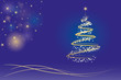 © seramoje - christmas tree background with gold colored stars on blue