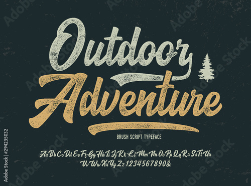 Fotografía Vintage Brush Font. Retro Typeface. Vector Illustration.