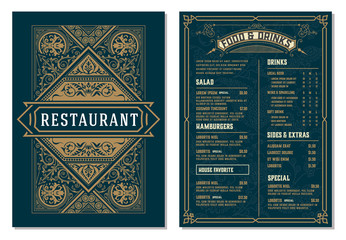 vintage template for restaurant menu design. vector layered.