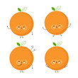 Cute happy orange fruit set. Isolated on white background. Vector cartoon character illustration design,simple flat style. Orange character bundle, collection concept