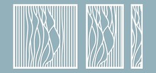 Set, Panel For Registration Of The Decorative Surfaces. Abstract Lines Panels. Vector Illustration Of A Laser Cutting. Plotter Cutting And Screen Printing.