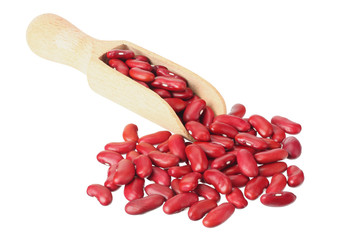 Wall Mural - red kidney beans in wooden spoon isolated on white background