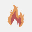 Fire flame icon with grunge texture. Vintage hipster fire flame logo, label, badge. Vector illustration.