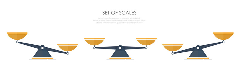 vector of set of different scales in a flat style on white background.