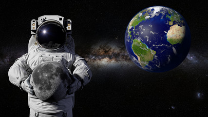 Wall Mural - astronaut holding the moon