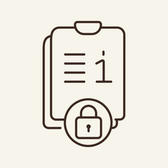 Canvas Print - Clipboard and closed padlock line icon