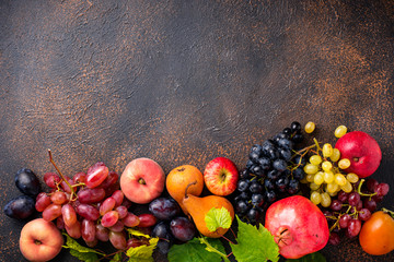 Wall Mural - Various autumn fruits. Harvest concept