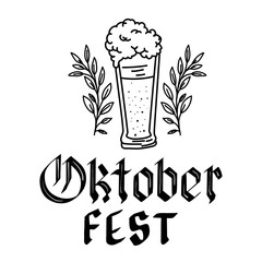 Wall Mural - beer glass with lettering oktoberfest celebration icon