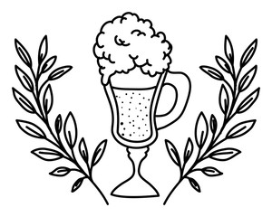 Wall Mural - beer cup with wreath crown oktoberfest celebration icon