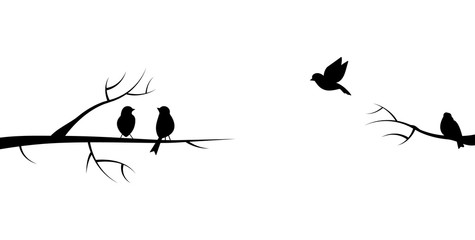flying bird branch silhouette illustration
