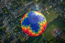 Colorful Hot Air Balloon Over Grants Pass Oregon On A Beautiful Summer Morning