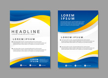 Modern Brochure Template Design With Blue, Yellow And White Color 