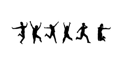 Wall Mural - set young people jump fun logo icon design vector