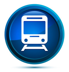 Train icon elegant blue round button illustration