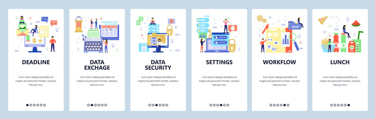 Workflow website and mobile app onboarding screens vector template