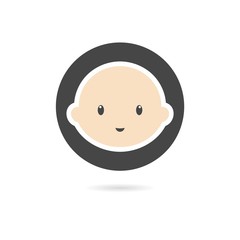 Sticker - Cute baby face icon isolated on white background