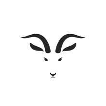 Goat. Logo. Isolated Head On White Background
