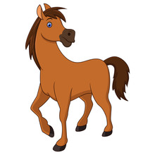 Vector Illustration Of Brown Horse Cartoon