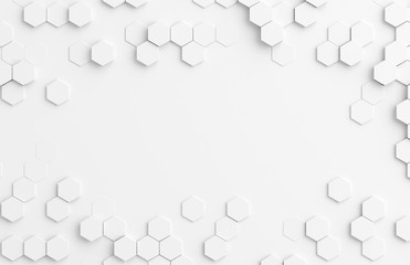 Leinwandbilder - White hexagone background pattern 3D rendering