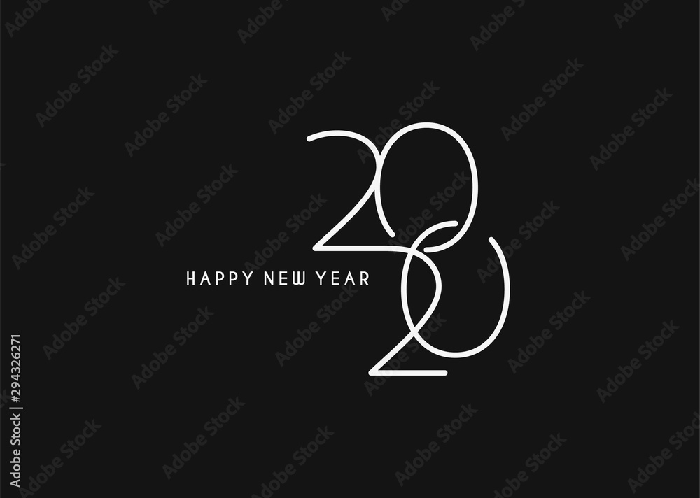 Happy New Year 2020 Text Typography Design Patter, Vector illustration. - obrazy, fototapety, plakaty 