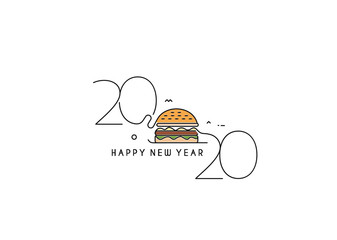 Happy New Year 2020 Text Typography Design Patter, Vector illustration.