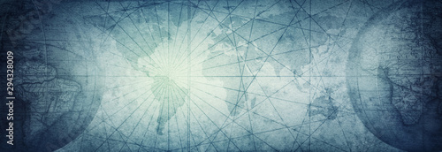 Fotomural Ancient old globe on the vintage map background