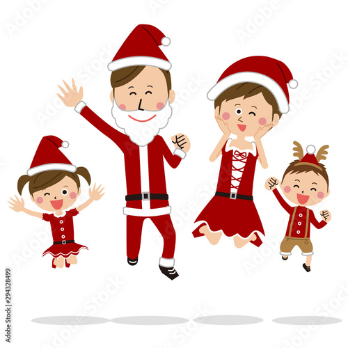 ポップな家族 クリスマスのコスチュームでジャンプ Stock Vector Adobe Stock