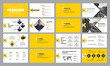 © olegphotor - Template of yellow and white presentation slides with rhombus and crosses, for annual report and startups.