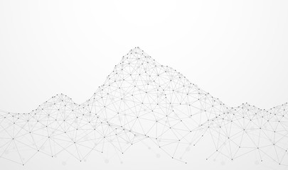 Wall Mural - abstract plexus technology futuristic network. mountain shape design on gray background. vector illu