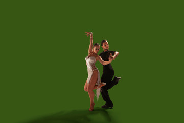 Wall Mural - Ballroom dancing isolated on green screen.