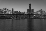 Fototapeta  - Brisbane bridge sklyline black white