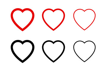 Wall Mural - hearts collection icons. heart and like icons. concept of love. love symbols. set of hearts in trend