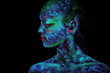 UV body art painting of helloween female african warrior