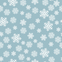 Wall Mural - Snowflake seamless pattern. Snow on white background. Abstract wallpaper, wrapping decoration. Symbol winter, Merry Christmas holiday, Happy New Year celebration Vector illustration.