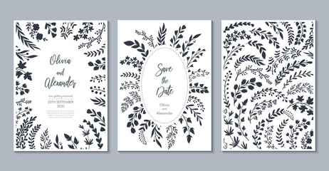 Vector wedding collection. Templates for invitation, save the date card.