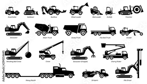 Cuadros en Lienzo List of construction vehicles, tractors, and heavy machinery icons