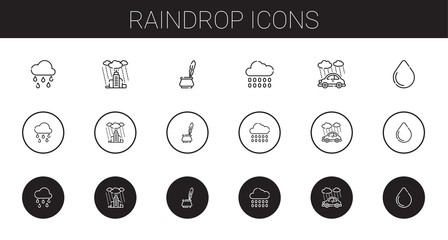 Sticker - raindrop icons set