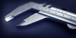 Steel Caliper Tool Close Up. Illustration with Blurred Dark Background.