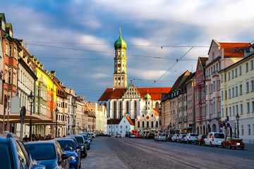  View to the Basilica of SS. Ulrich and Afra in the city of  Augsburg, Germany