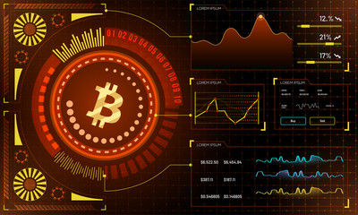 Sticker - Head-up display of a bitcoin trading platform, cryptocurrency exchange platform concept.