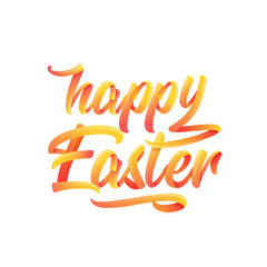 Poster - Stylish calligraphic text Happy Easter in golden color on white background can be used as greeting card design.